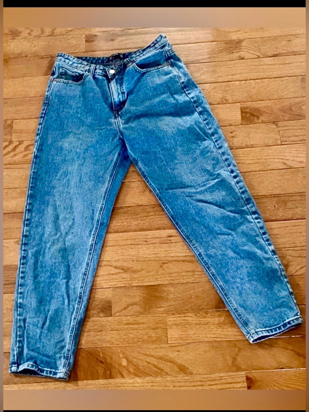 PrettyLittleThing High Rise Mom Jeans Size 8 Medium Wash Straight Leg 90s